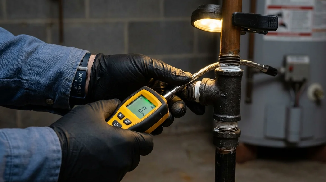 Gas leak detection with electronic sniffer by Johns Plumbing LLC in Shiner